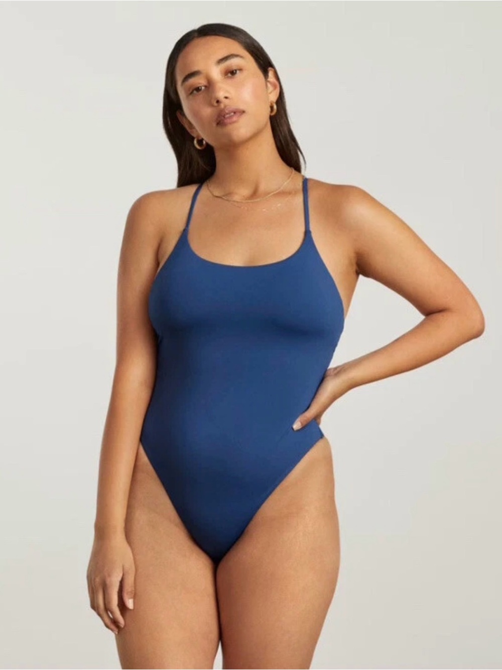 Everlane String One Piece String Swimsuit Blue beach swim XXS